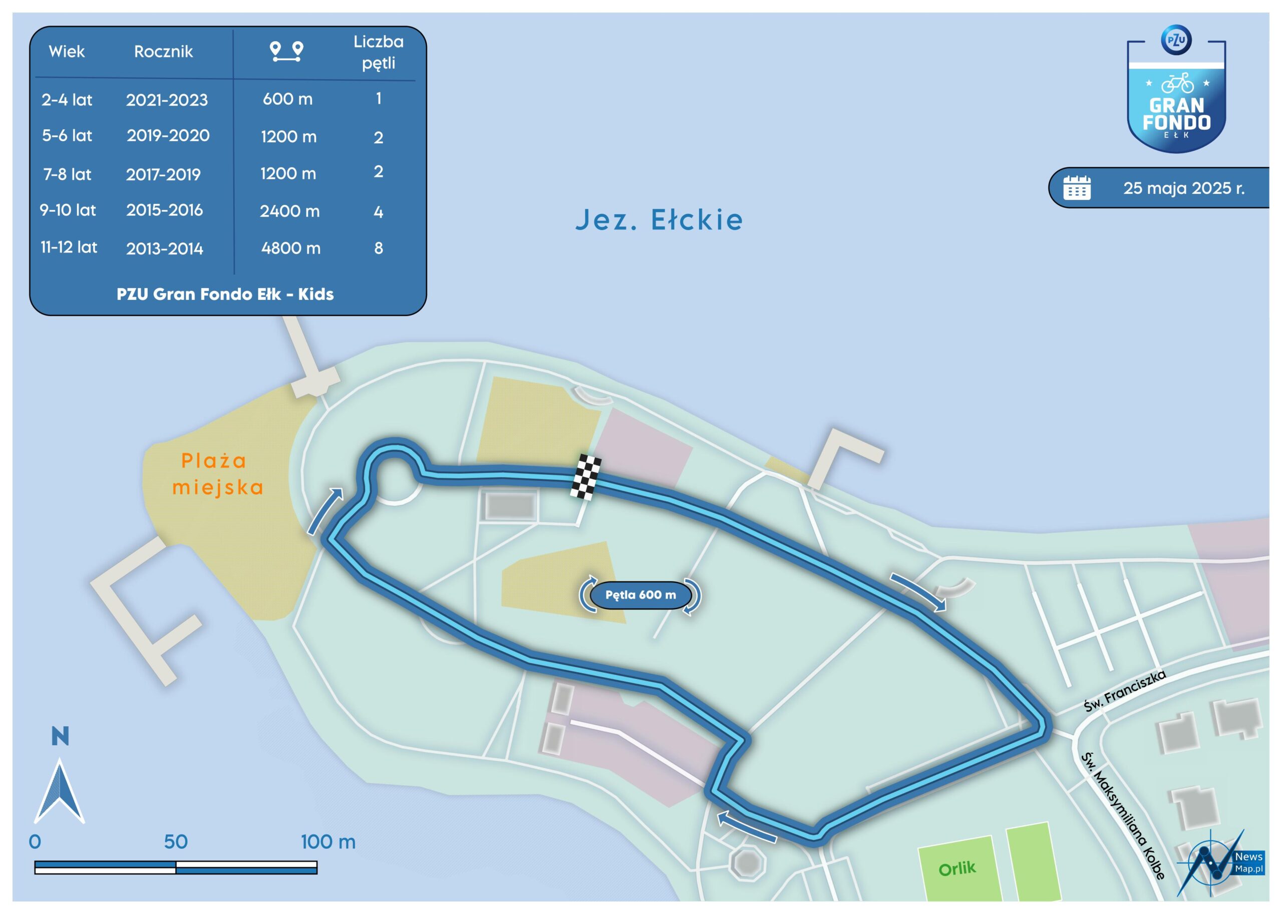 Trasa - PZU Gran Fondo Kids Ełk 2025